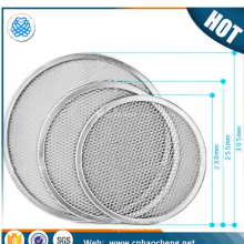 Customized 6 12 16 18 20 24 inch diamond hole stainless steel screen mesh pizza plates/pizza tool metal round disc